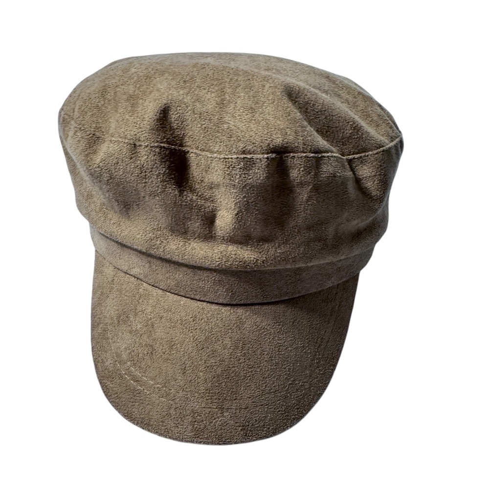 Unbranded Newsboy Cap Women OS Brown Faux Suede Baker Boy Retro Chic TT193476